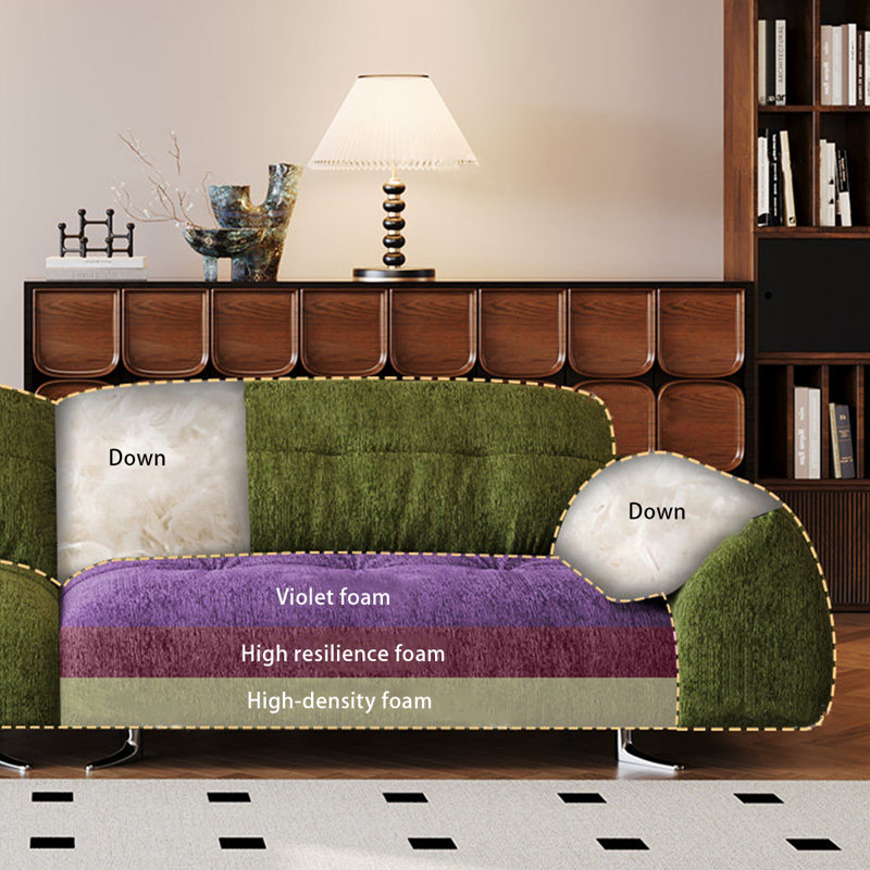 Coussin en chenille vert, H 30,71 po x l 110,24 po x P 41,34 po