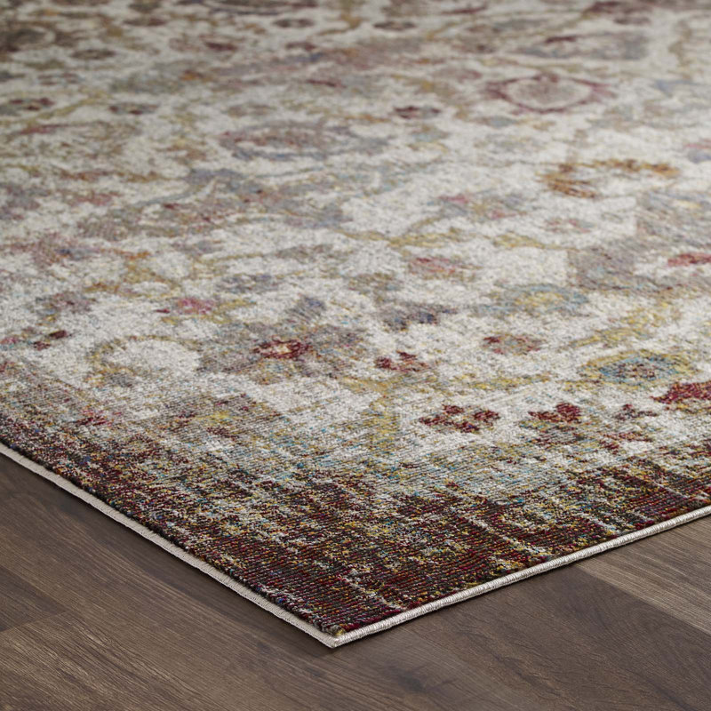 Multicolor Floral Synthetic 4' x 6' Easy Care Area Rug