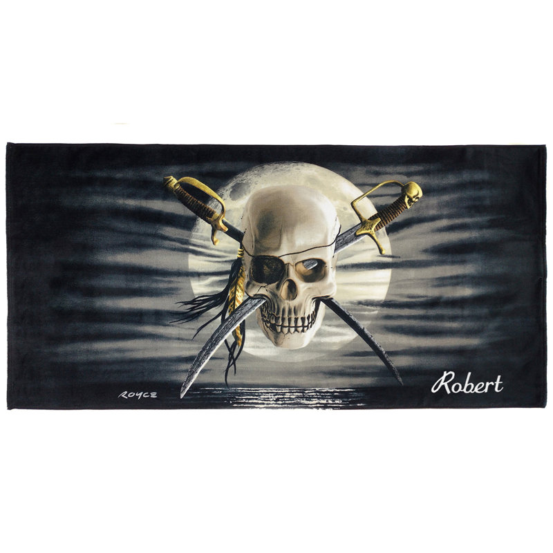 Serviette de plage personnalisable crâne Sumiton, Script, Oui