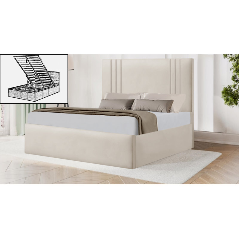 Belayneh Upholstered Ottoman Storage Bed, Cream, Super King (6')