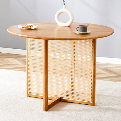 Solid Wood Round Table In Chinese Countryside Retro Style, Feature, For Dining Room And Office, Easy To Assemble Simple Wooden With Vibe, , Office Spaces, Assembly Process