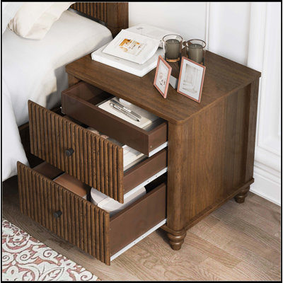 3-Piece Bedroom Set with Bed and 2 Nightstands, , Perfect for Contemporary and Cozy Living Spaces by Charlton Home
