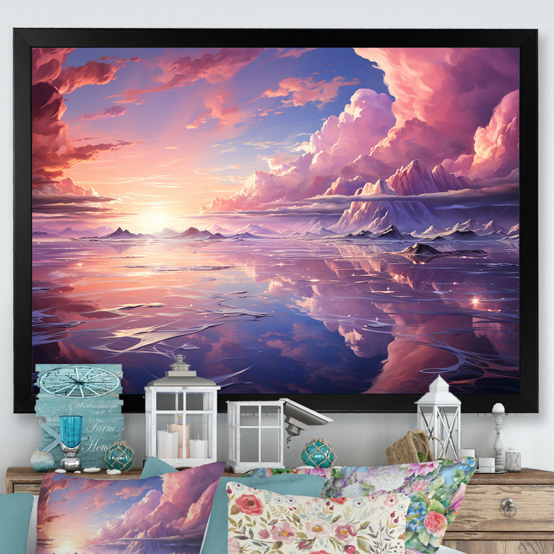 Kawaii paysage nuages IV, H 34 po x l 44 po x P 1,5 po, Cadre photo noir