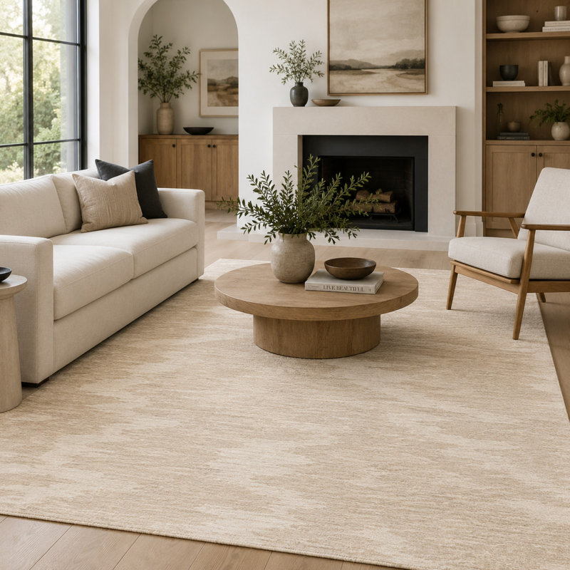 Chappelka Modern Abstract Hand-Hooked New Zealand Wool Area Rug, Rectangle 9' x 12'