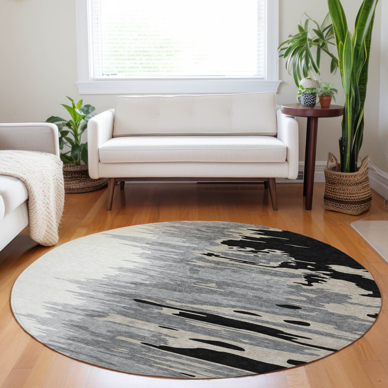 Tapis intérieur / extérieur lavable à la machine Chayden ACN1050, Rond 8 pi