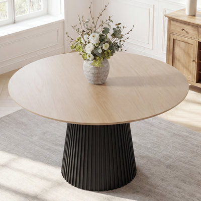 Table de salle à manger ronde 60 "en bois massif 60" avec base en bois massif