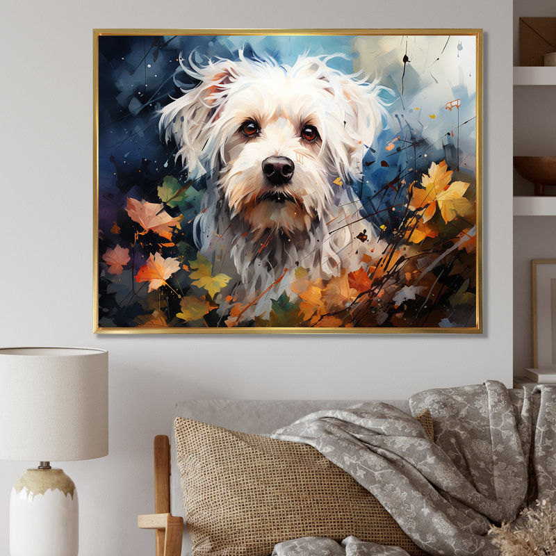 «Popart Maltese Magic» sur impression sur toile, H 30 po x l 40 po x P 1,5 po, Cadre flottant noir
