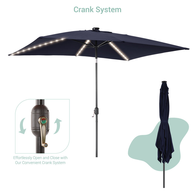 Parasol de marché rectangulaire 108,2 po x 72,4 po Yvonne, Marine