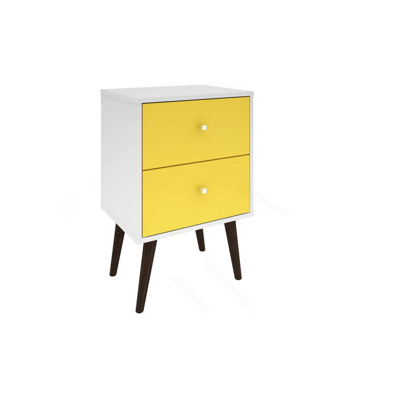Table de chevet blanche et jaune, Jaune / Blanc