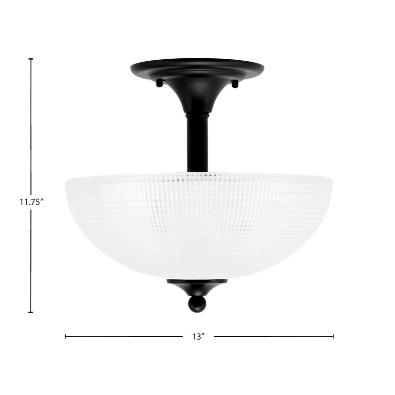 Mannheim Semi-Flush 2 Bulbs With Glass, Matte Black, Clear