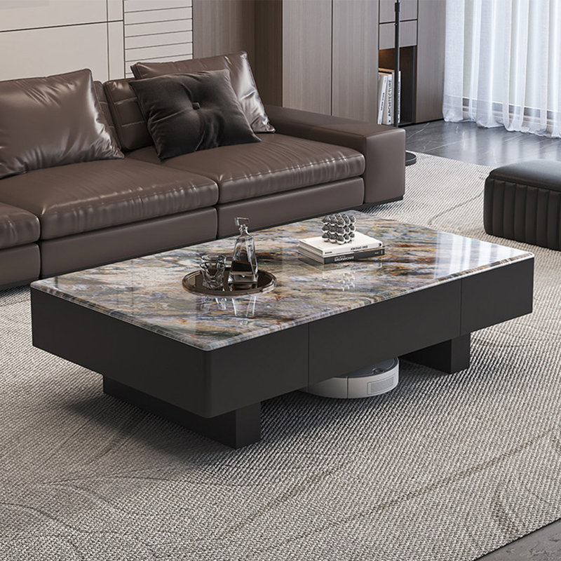 Table basse en pierre de luxe de style micro-cristallin, H 16,5 po x L 55,1 po x l 27,6 po