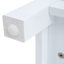 Meuble-lavabo moderne de 30 po bleu marine / blanc avec rangement ouvert et deux tiroirs, idéal pour les salles de bain organisées et élégantes.