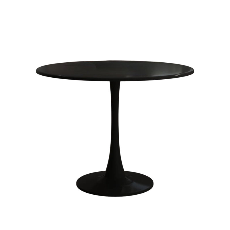 31.5" Round Dining Table, Top With Metal Base, Black