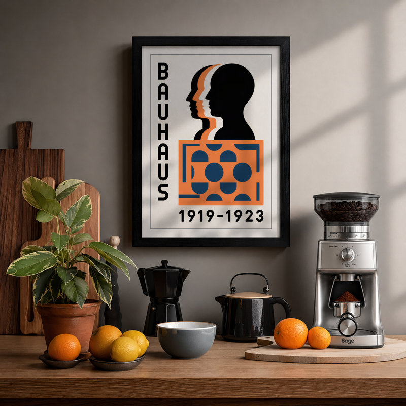 Bauhaus Composition Geometric - Framed Print, Black, A4 - 29.7 x 21.0 cm