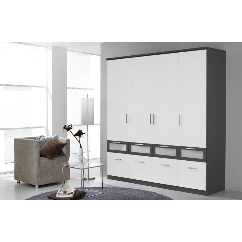 Laflipe 4 Door Wardrobe, Grey/White