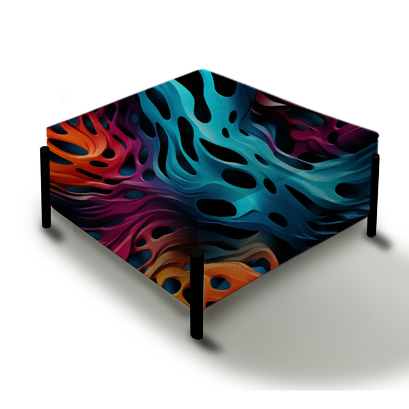 Futuriste rayé Fusion I - Grand repose-pieds carré abstrait