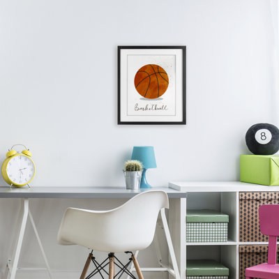 Let's Play Ball Basketball, reproduction encadrée sous verre, design par Christine Simpson Art