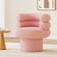  Fauteuil d'appoint rond et pivotant à dossier demi-tonneau, fauteuil de coiffeuse en molleton Teddy, rose-1060671736