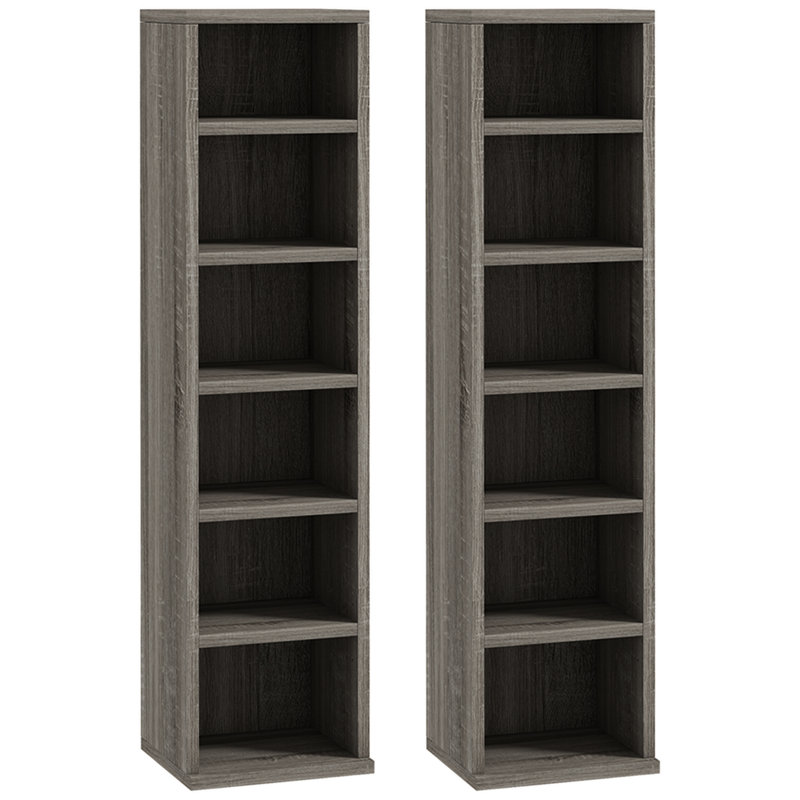 Ermanno Set of 2 CD Storage Units with Adjustable Shelves, Grey