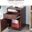 Printer Stand And Mobile Brown Storage Cabinet Organizer With Drawer, Ample Space For Office Accessories, 4 Omnidirectional Wheels Mobility, Fits Under Desk, Frame Construction