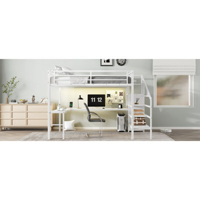Lits avec rangement et bureau, mezzanine moderne en métal pour les chambres à coucher