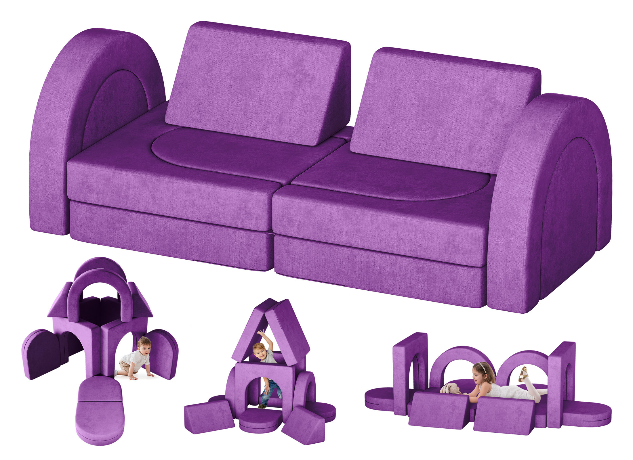 Isabelle & Max™ Kids Couch, 12pcs Modular Toddler Couch With 4 Arches ...