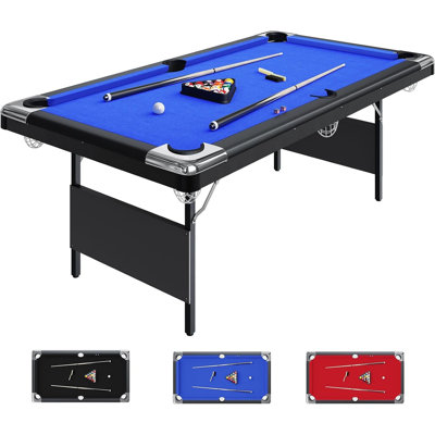 Table de billard de 7 pi, table de billard portable avec accessoires complets, tables de billard pliantes avec 2 queues, boules, brosse à craie et feutre pour les salles de jeux, loisirs à la maison