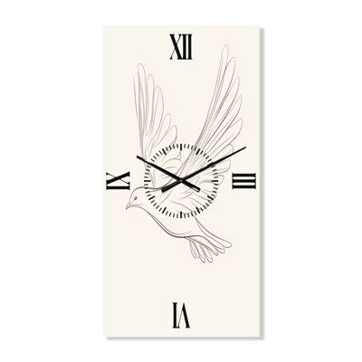 Horloge murale minimaliste en métal, silhouette de colombe en vol - Style scandinave