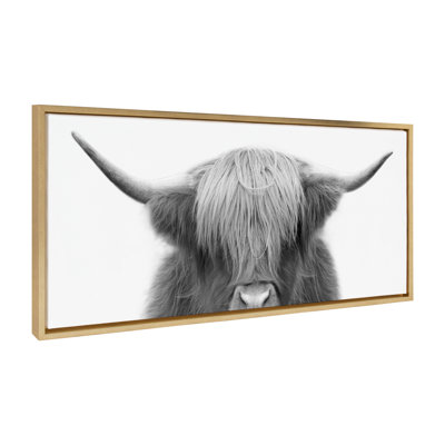 «Hey Dude Highland Cow BW» par The Creative Bunch Studio, reproduction d'art sur toile encadrée