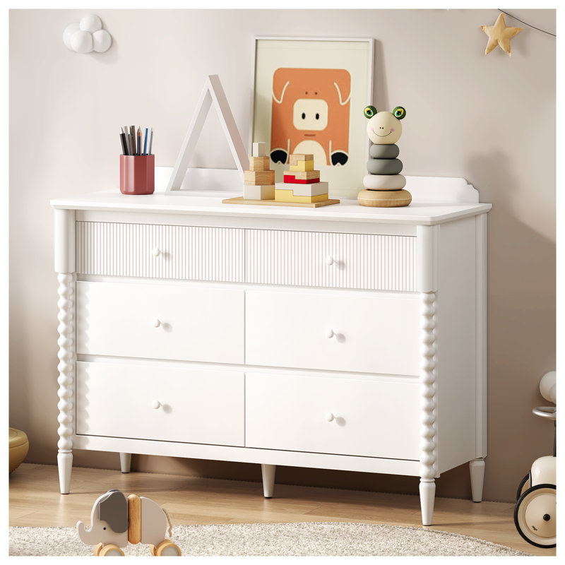 Commode 6 tiroirs avec rangement, commode large
