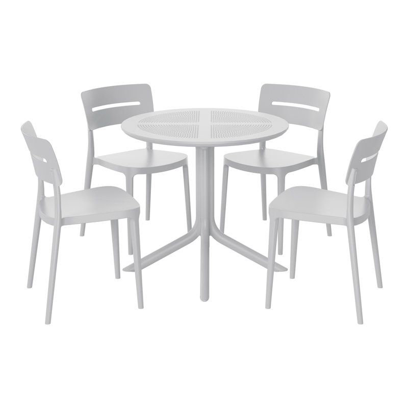 Ensemble repas extérieur pour 4 personnes, Gris