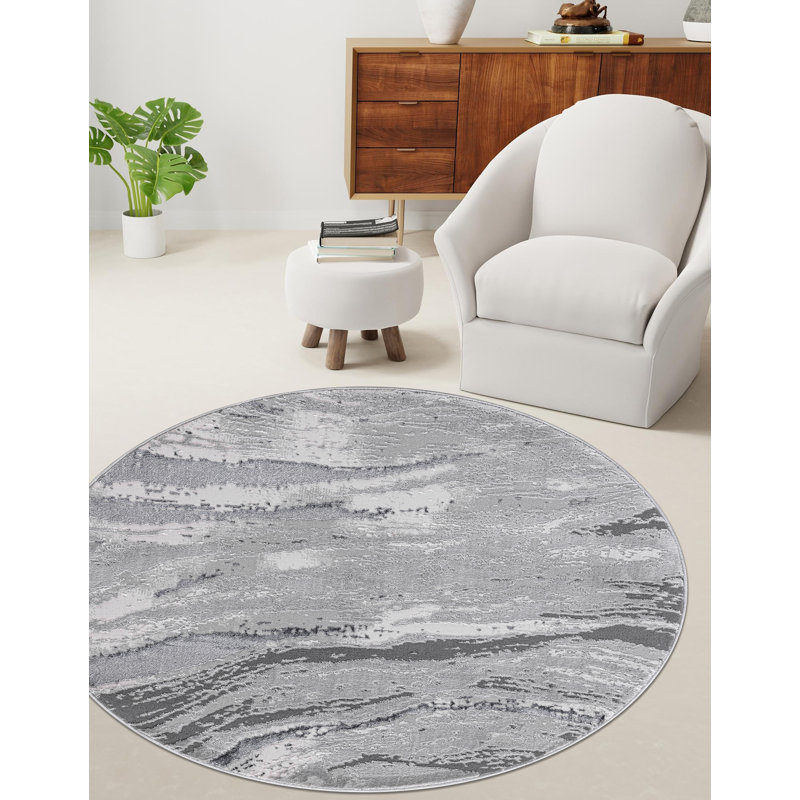 Demontay Floral Indoor / Outdoor Area Rug, Round 120 cm