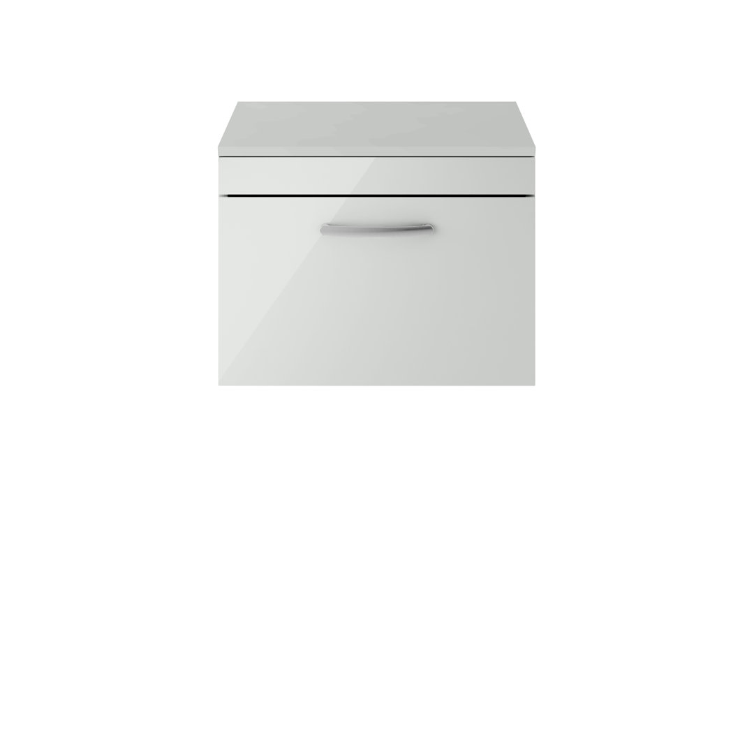 Athena Gloss Grey Mist 60cm Wall-Mounted Under Sink Storage Unit