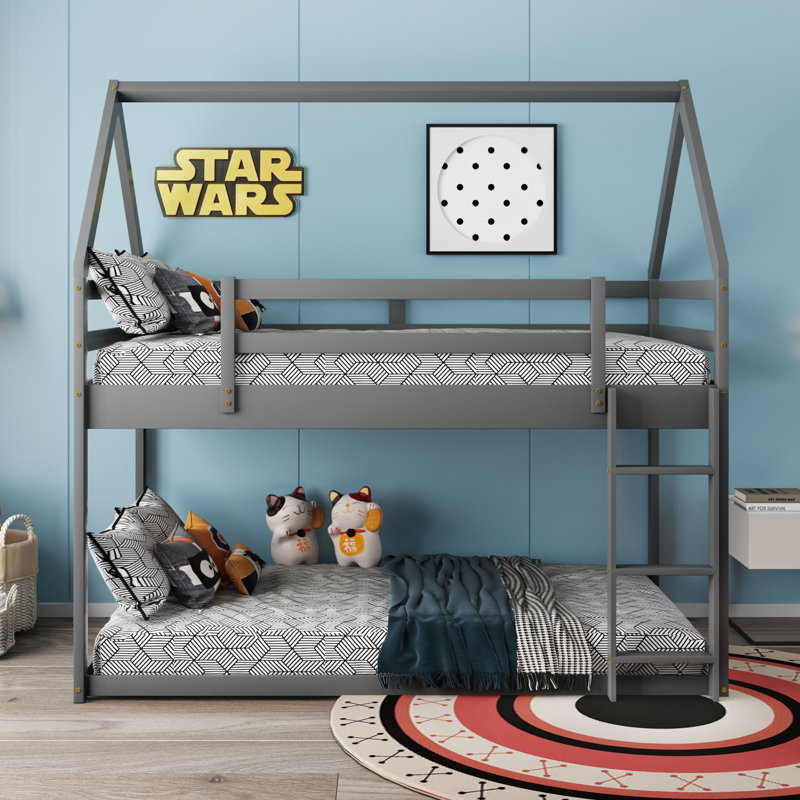 Copemish Twin Over Twin Standard Bunk Bed by Harper Orchard, Gray
