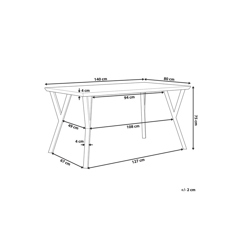 Naples Metal Base Dining Table, Light Brown