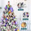 Arbre de Noël floqué avec lumières colorées-1251580794