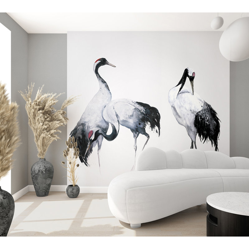 Amariyana Collection Three Painted Crane Wall Mural 159Cm