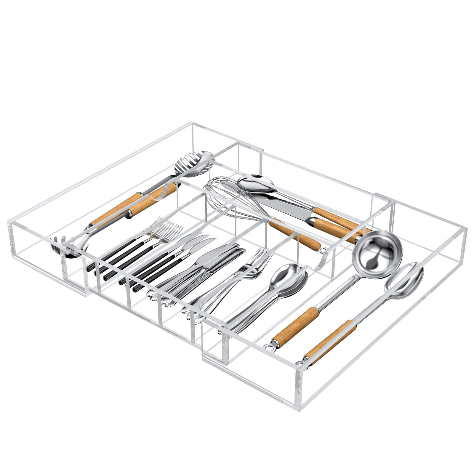 GN109 2 Pack 3 Section Drawer Organizer, Acrylic Makeup Drawer