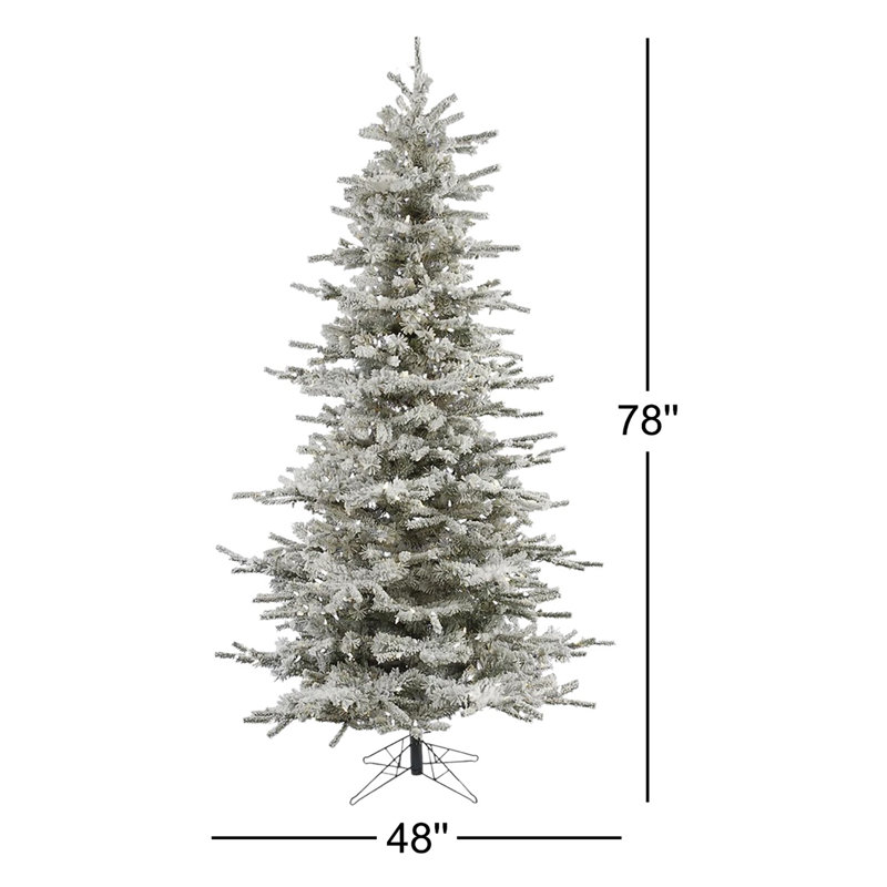 Sierra Flocked Slim Sierra Artificial Christmas Tree with LED Warm White Lights, 6.5' H