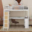 Lit mezzanine simple avec échelle, tablettes et bureau
