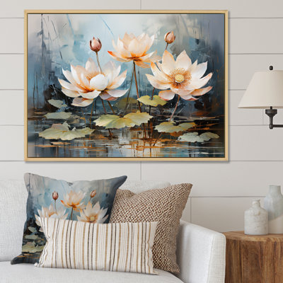 Fleurs de lotus en harmonie orageuse I sur toile