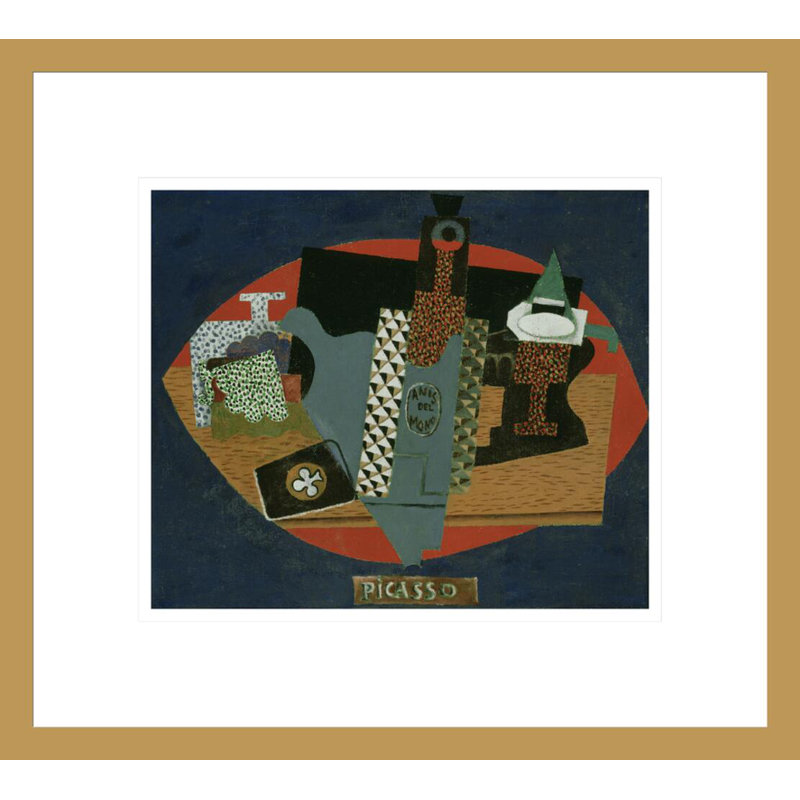 Bouteille d'Anis del Mono par Pablo Picasso - estampe numérique encadrée, H 13,75 po x l 15,26 po