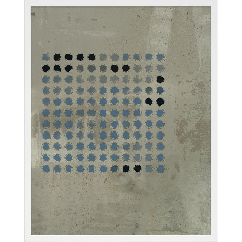 Circles In Squares 9 Painting by Jacques Pilon, 38" H x 30" W x 1.25" D, White