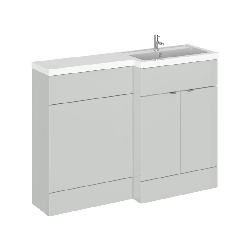 Fusion Fitted Furniture - Avola 3 Piece Toilet & Basin Unit, Right-Handed, Gloss White