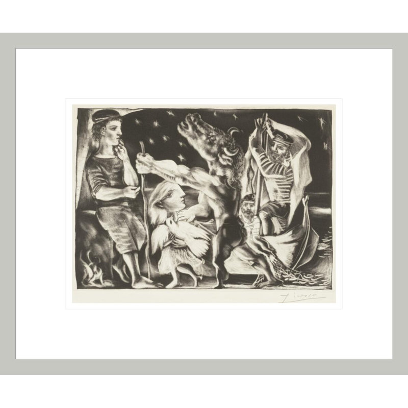 Minotaure aveugle guide par une fillette dans la nuit, planche 97 de la suite Vollard par Pablo Picasso