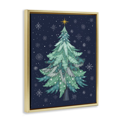 Art abstrait sur toile, motif abstrait arbre de Noël par Darlene Seale