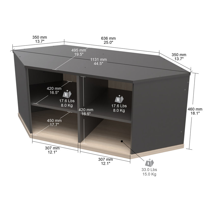 Jezelle Single Storage Cabinet ( 18.1'' H x 44.5'' W x 19.5'' D), Dark Gray/Natural