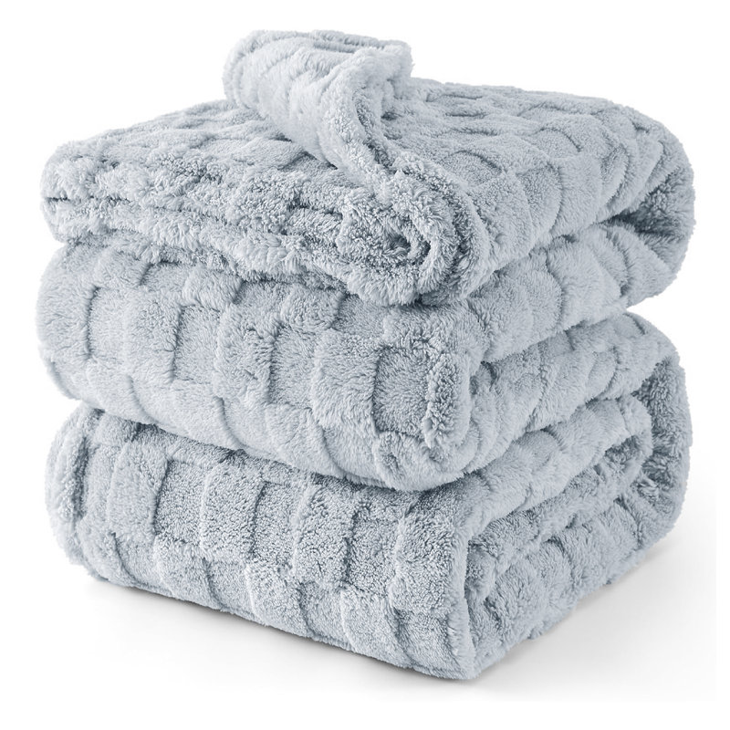 Couverture molletonnée douillette texturée, Gris clair