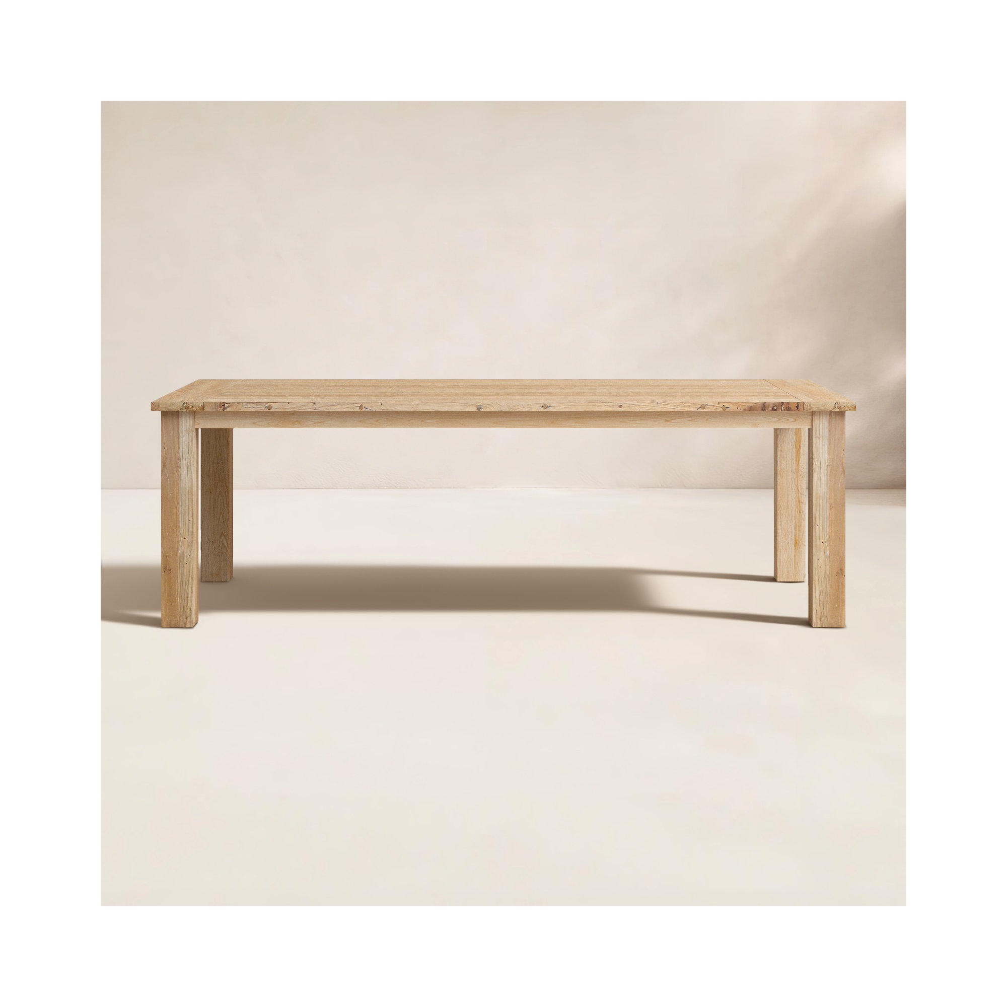 Morones Rectangular Dining Table in Solid Reclaimed Teak with Straight Legs, 40" W x 94" L x 30.3" H