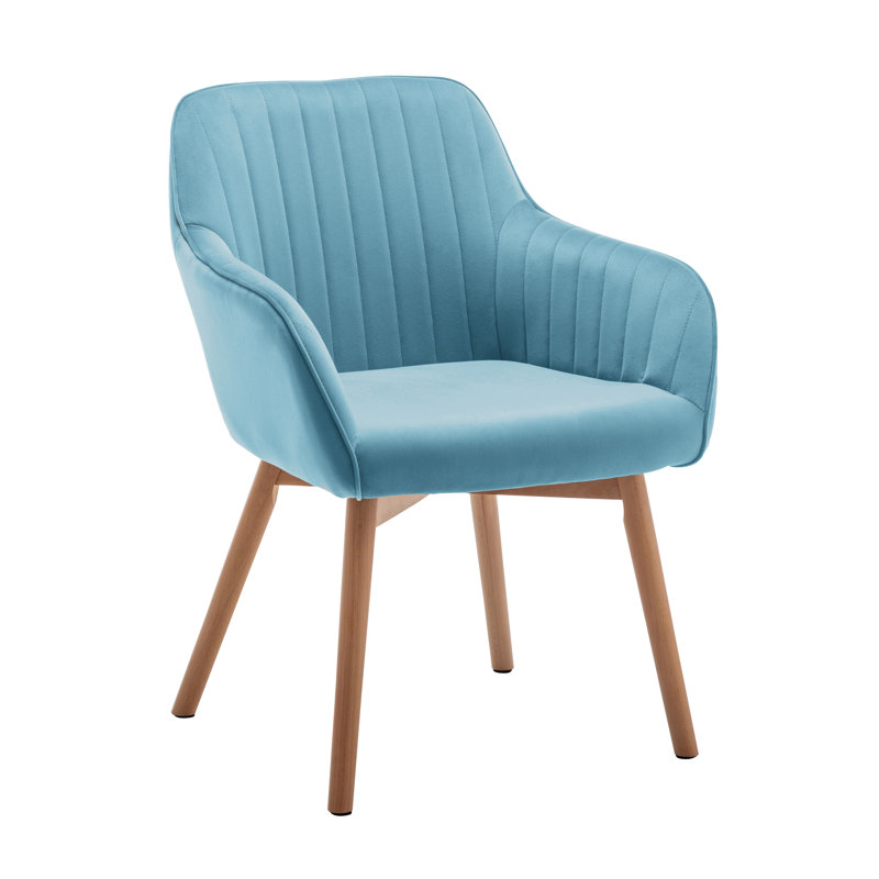 46cm H Velvet Upholstered Upholstered Back Armchair, Aqua